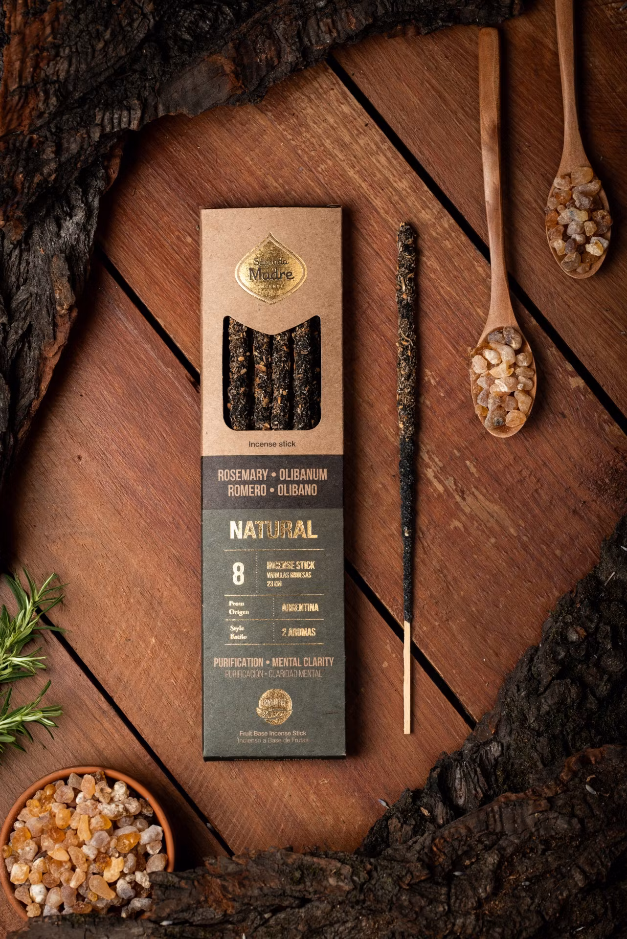 Sagrada Madre - Natural 2-Scent Rosemary & Frankincense, rökelsepinnar