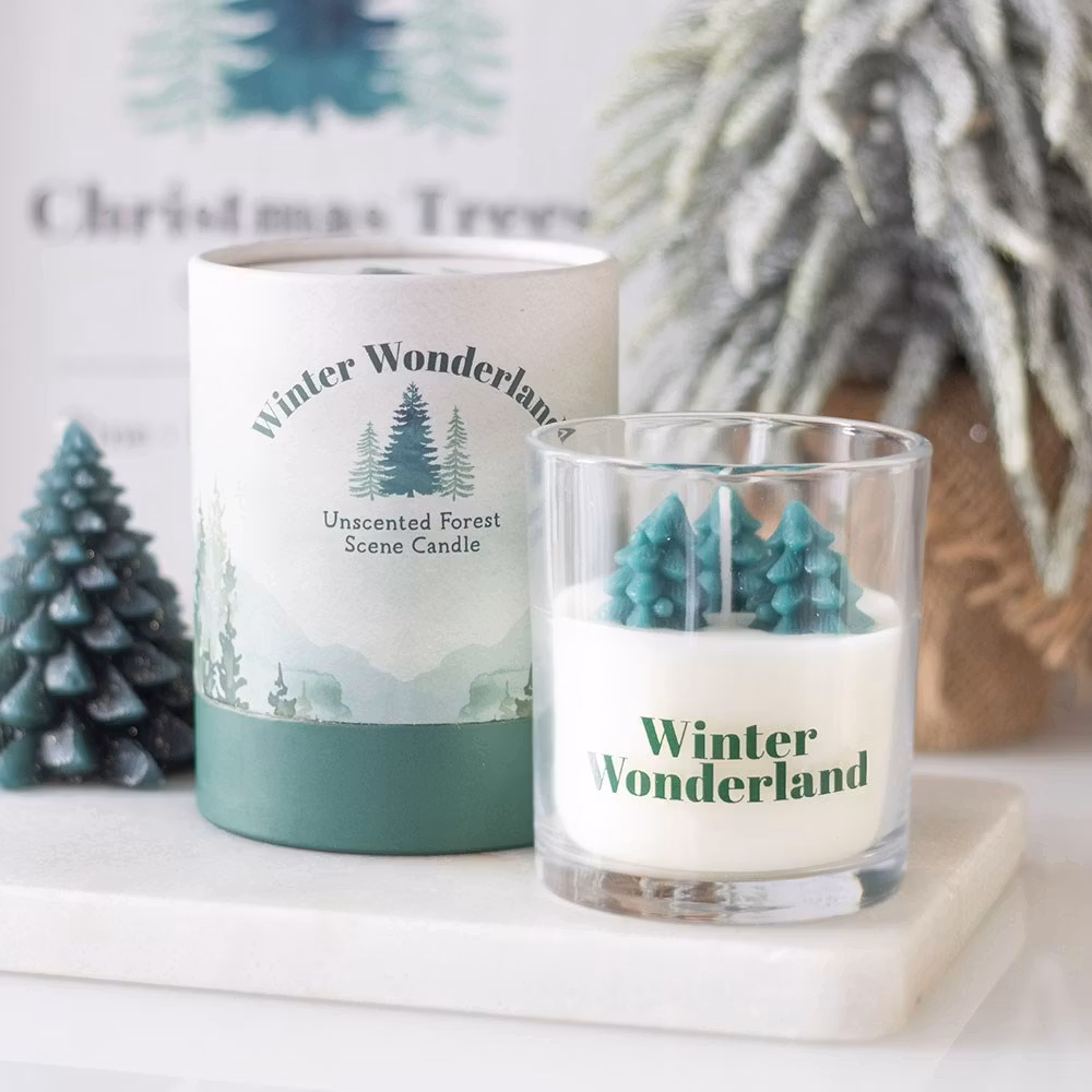 Winter Wonderland – 3D-ljus med granmotiv i glas – 17 h