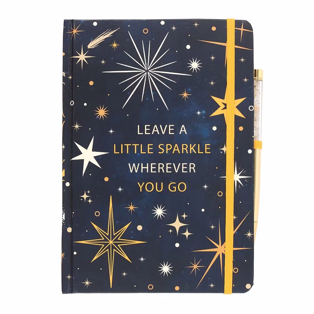 Leave A Little Sparkle – A5 Journal med Citrinpenna och gyllene kanter