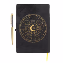 Astrology Wheel – A5 Journal med Obsidianpenna och gyllene kanter