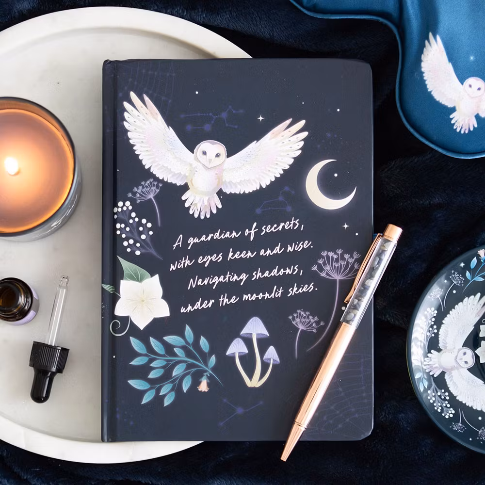 Night Owl – A5 Journal med Sodalitpenna och gyllene kanter