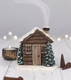 Rökelsehållare – Log Cabin, timmerstuga för rökelsekoner