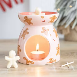 Oljebrännare / Aromalampa – Rosa pepparkaksdesign, doftspridare i keramik