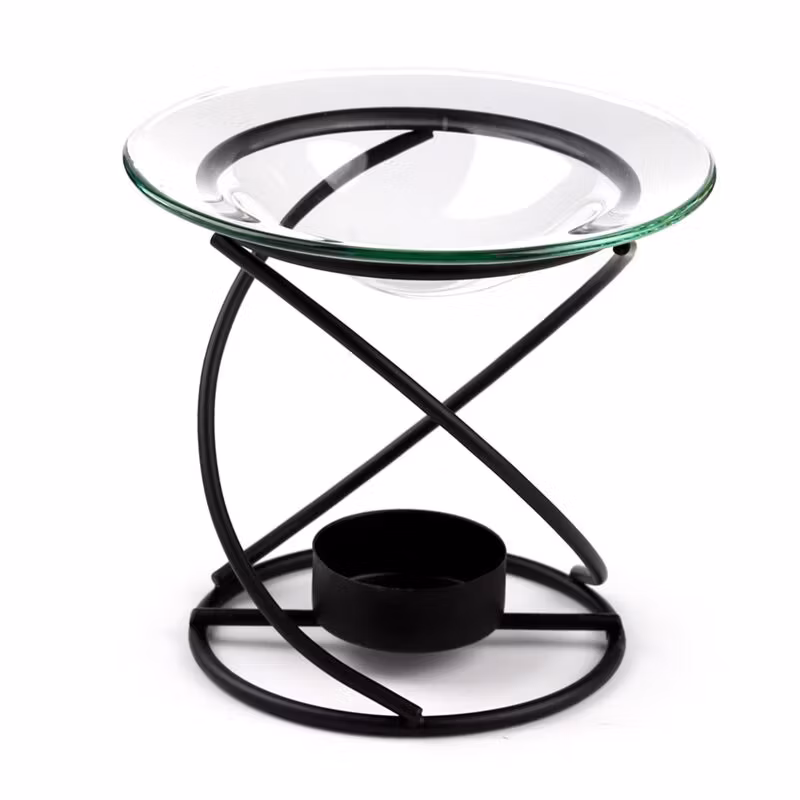 Oljebrännare / Aromalampa – Harmoni Svart, doftspridare i metall & glas