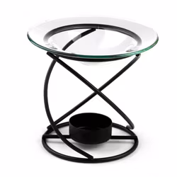 Oljebrännare / Aromalampa – Harmoni Svart, doftspridare i metall & glas