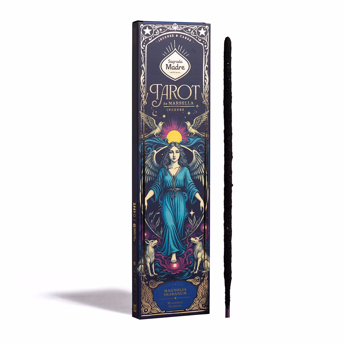 Sagrada Madre – Tarot de Marsella Magnolia och Olibanum, rökelsepinnar + 1 tarotkort