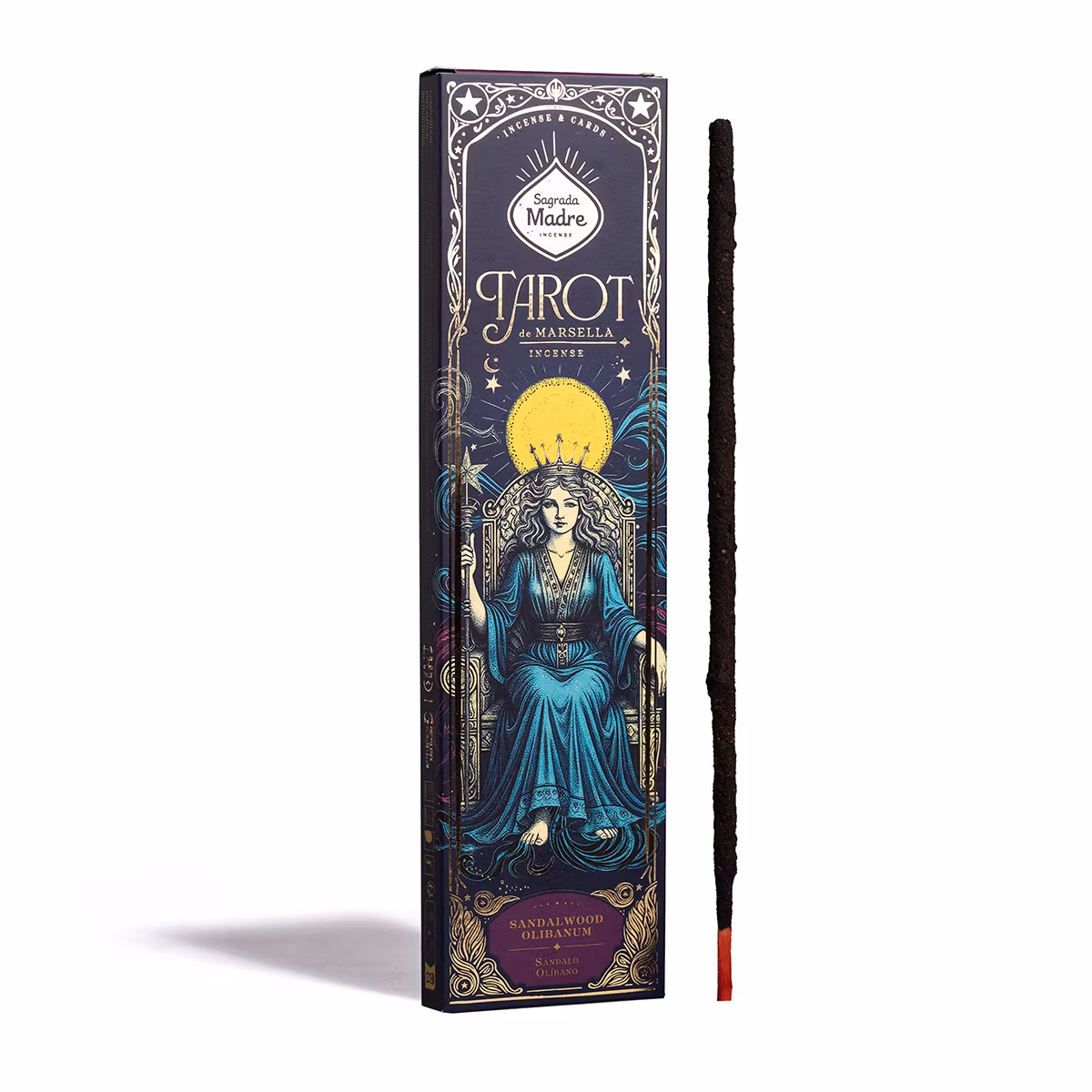 Sagrada Madre – Tarot de Marsella Sandelträ och Olibanum, rökelsepinnar + 1 tarotkort