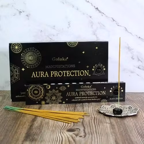 Goloka – Manifestation Aura Protection med Svart Obsidian, rökelsepinnar