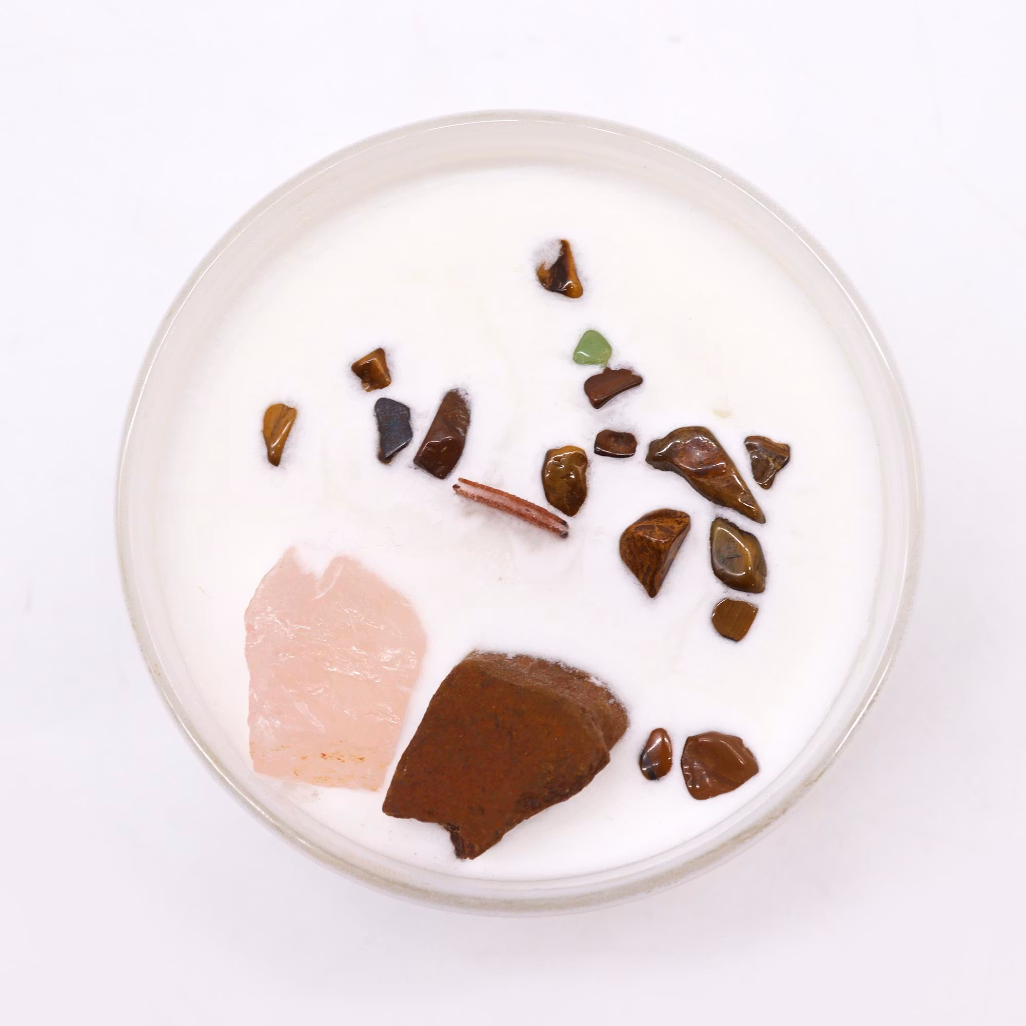 Ancient Wisdom – Sakralchakra doftljus med Tigeröga & Rosenkvarts – 17 h