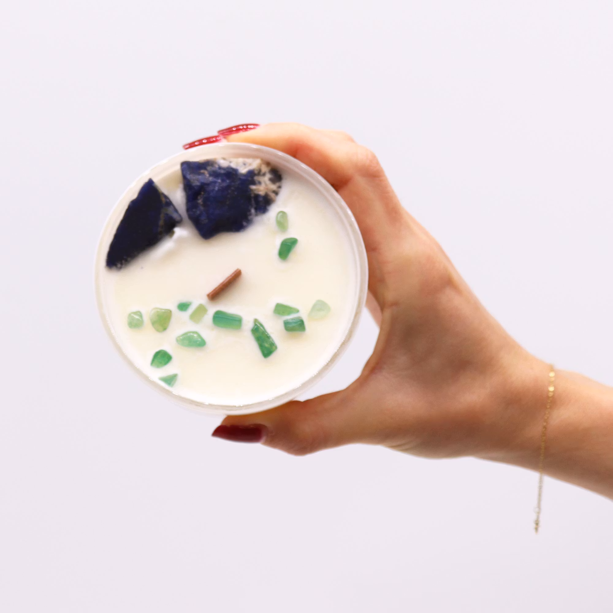 Ancient Wisdom – Halschakra doftljus med Sodalit & Jade – 17 h