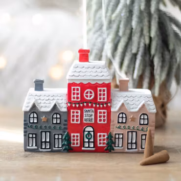 Rökelsehållare – Christmas Village House, julhus för rökelsekoner