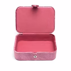 Broderad ask, plommonrosa med regnbåge för smycken, kristaller och tarotkort