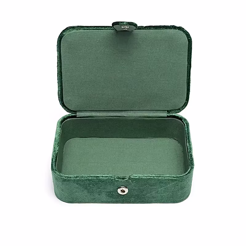 Broderad ask, grön med lotus för smycken, kristaller och tarotkort