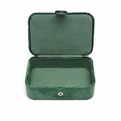 Broderad ask, grön med lotus för smycken, kristaller och tarotkort