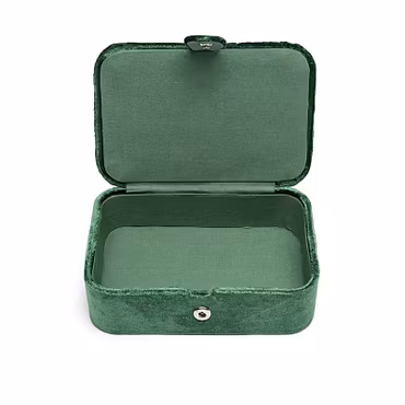 Broderad ask, grön med lotus för smycken, kristaller och tarotkort