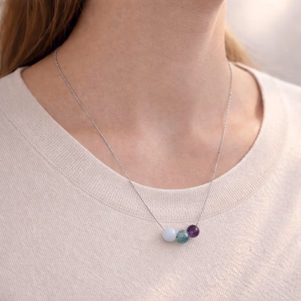 Lugn & Balans – Kristallhalsband, Rostfritt Stål