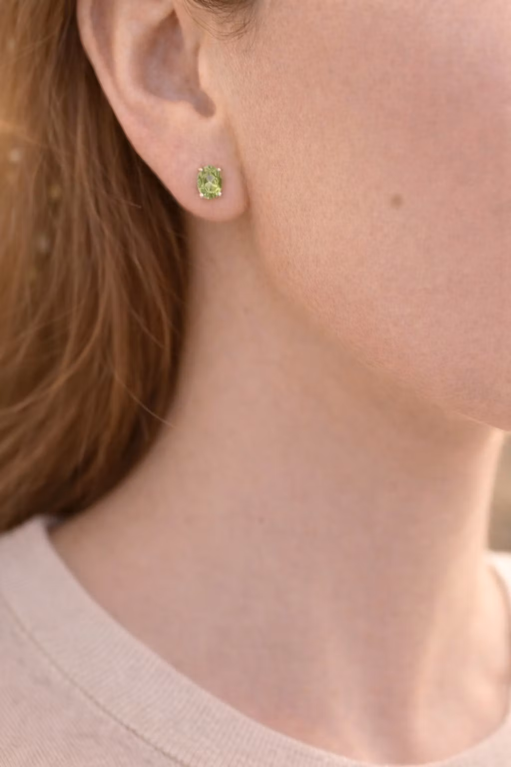 Peridot – Ovala Facettörhängen, 925 Silver
