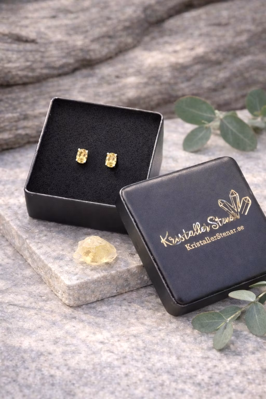 Citrin – Ovala Facettörhängen, 925 Silver