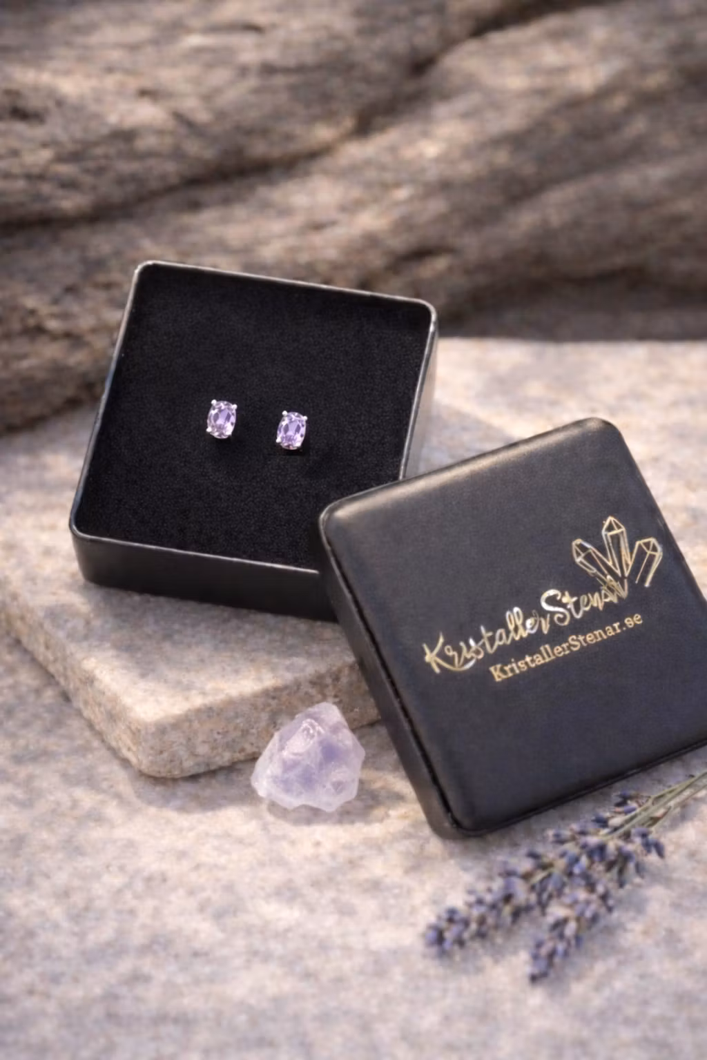 Ametist – Ovala Facettörhängen, 925 Silver