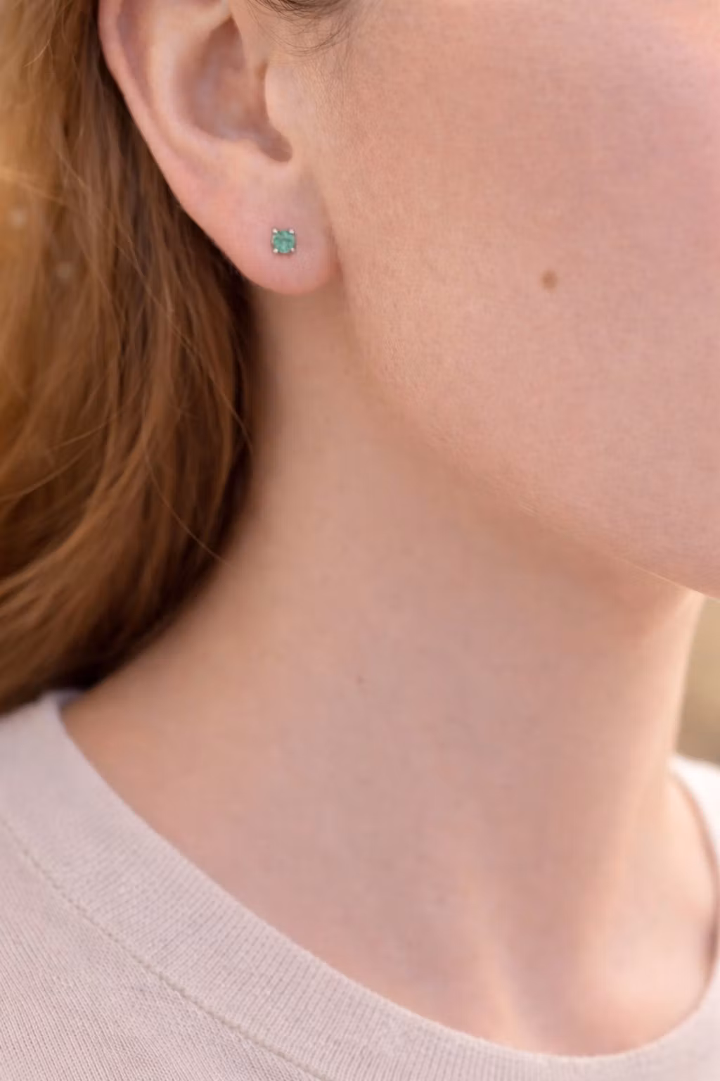 Smaragd – Runda Facettörhängen, 925 Silver