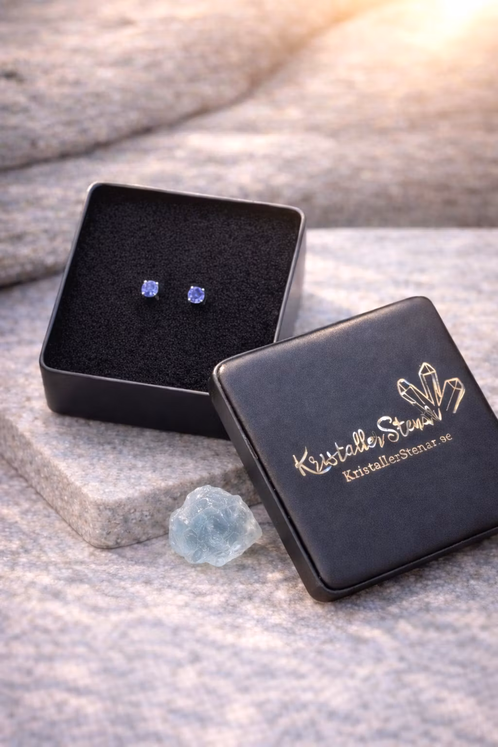 Safir – Runda Facettörhängen, 925 Silver