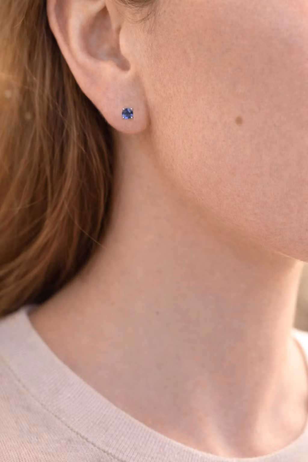 Safir – Runda Facettörhängen, 925 Silver