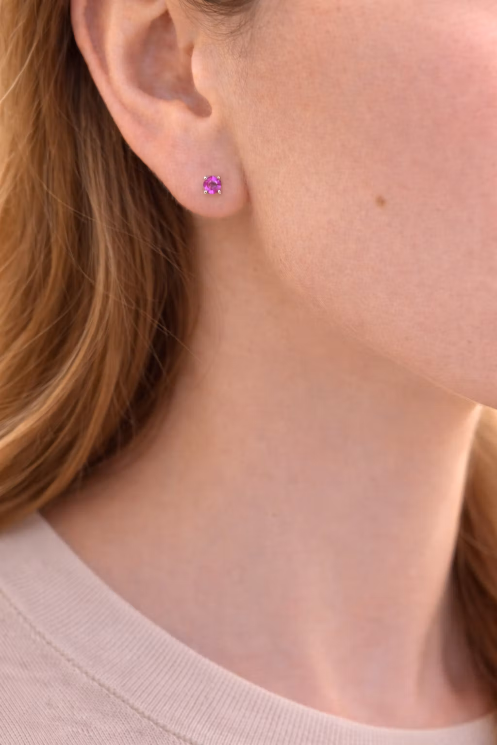 Rubin – Runda Facettörhängen, 925 Silver