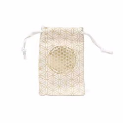 Ekologisk bomullspåse – Flower of Life vit (19x13 cm)