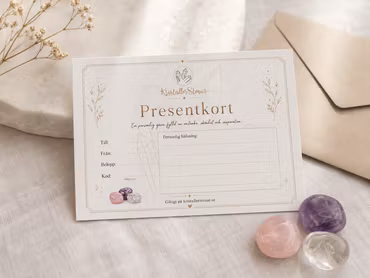 Fysiskt Presentkort – Personlig Gåva med Kristall