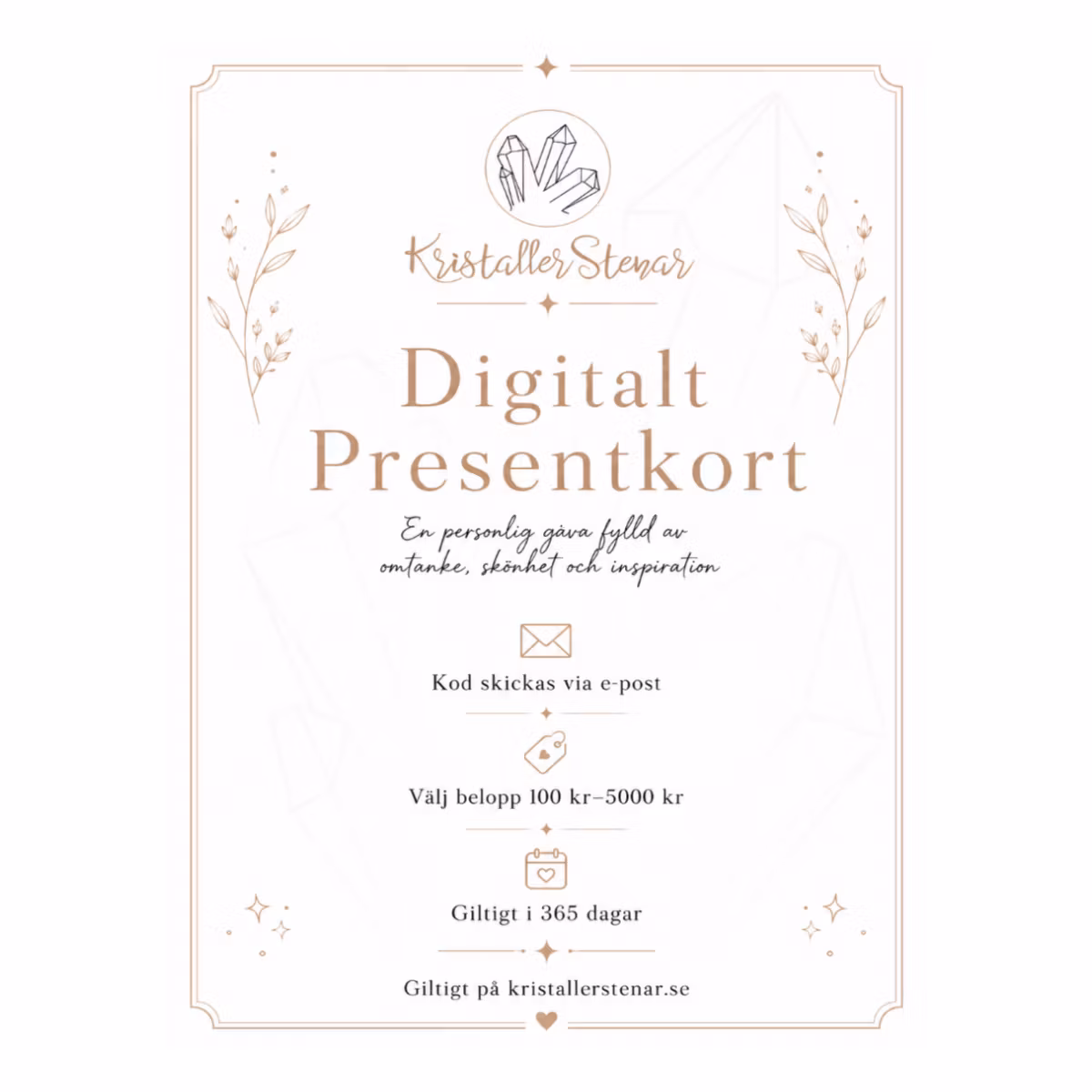 Digitalt Presentkort – 100 kr till 5000 kr KristallerStenar
