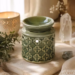 Oljebrännare / Aromalampa – Olivgrön Marrakech Mosaik, doftspridare i keramik