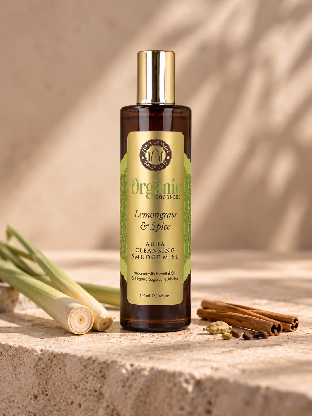 Song Of India Organic Goodness – Lemongrass & Spices, Smudge Spray 100 ml