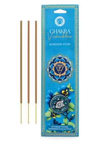 Song of India – Vishuddha Throat Chakra (5:e chakrat, Blå) – Pepparmynta & Eukalyptus, rökelsepinnar