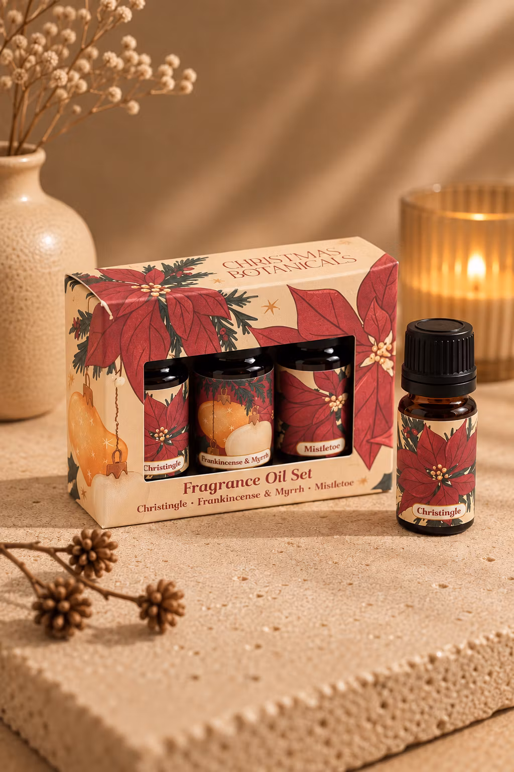 Christmas Botanicals – Christingle, Frankincense & Myrrh och Mistletoe, aromaoljor (3×10 ml)