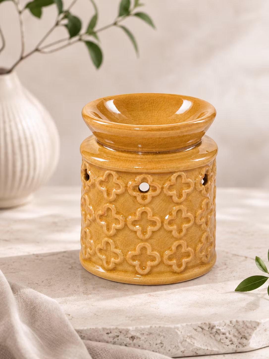 Oljebrännare / Aromalampa – Honungsgul Marrakech Mosaik, doftspridare i keramik