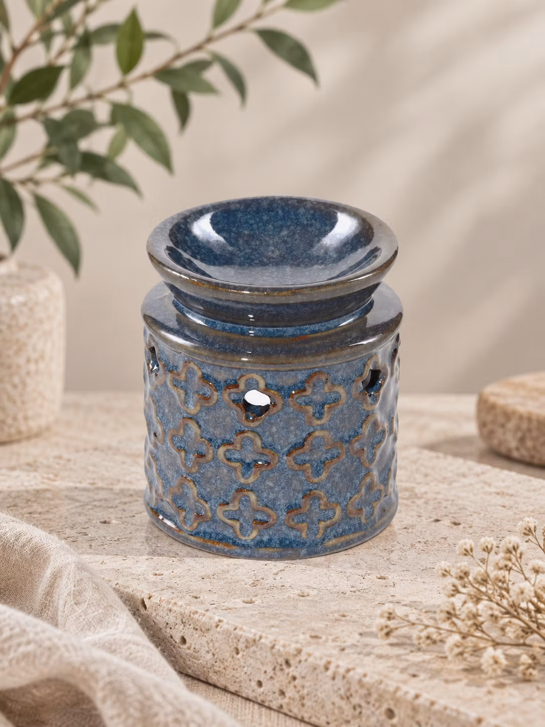 Oljebrännare / Aromalampa – Midnattsblå Marrakech Mosaik, doftspridare i keramik