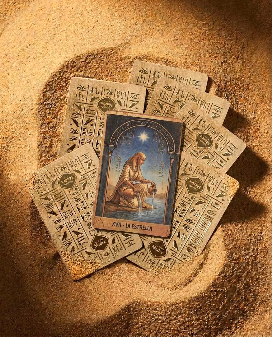Sagrada Madre Egyptian Tarot rökelse med två slumpmässiga tarotkort