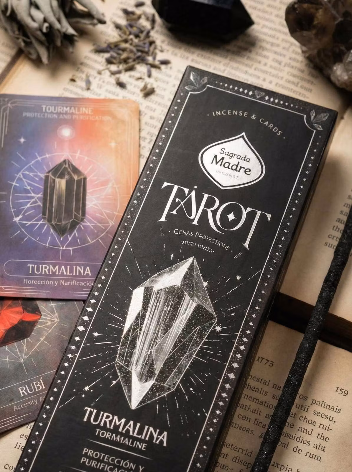Tarot Gems Tourmaline (Turmalin) rökelsepinnar med doft av Myrra & Jasmin