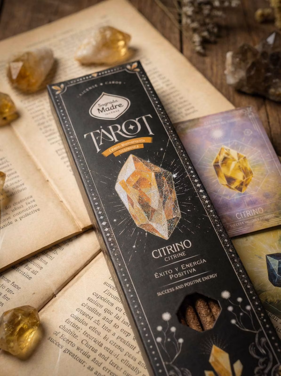 Tarot Gems Citrine (Citrin) rökelsepinnar med doft av Apelsin & Kryddor