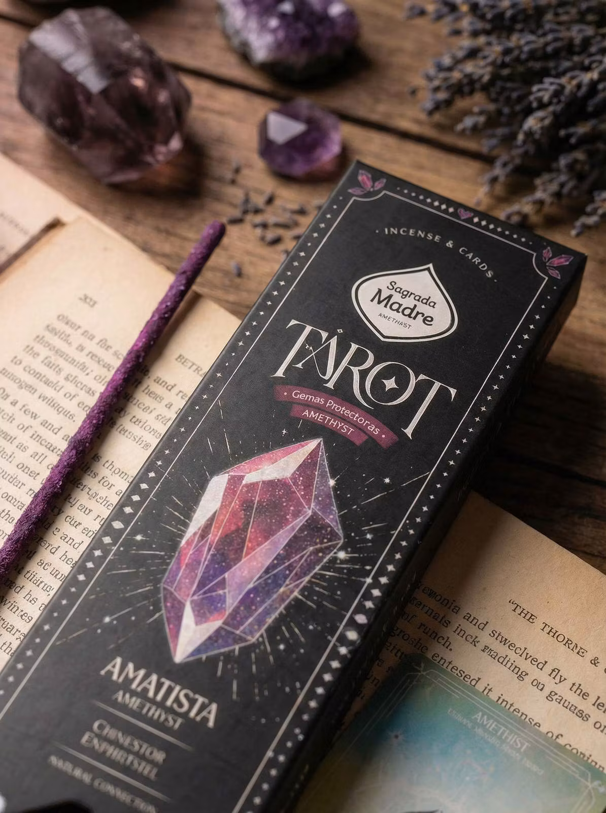 Tarot Gems Amethyst (Ametist) rökelsepinnar med doft av Viol & Lavendel
