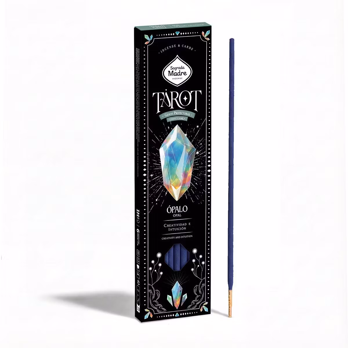 Sagrada Madre Tarot Gems Opal med glittrande rökelsepinnar och tarotkort