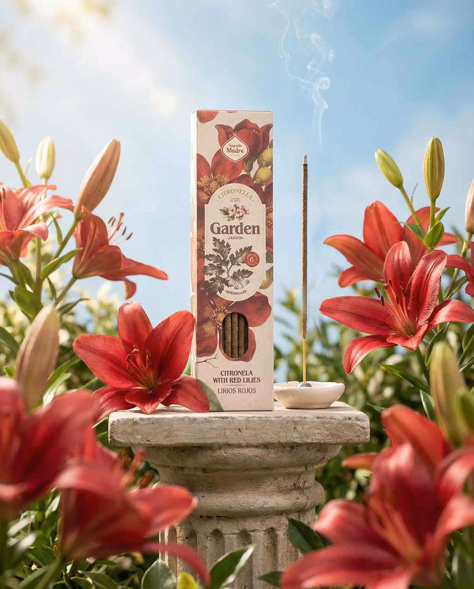 Sagrada Madre Garden Citronella Red Lilies (Röda Liljor) rökelsepinnar