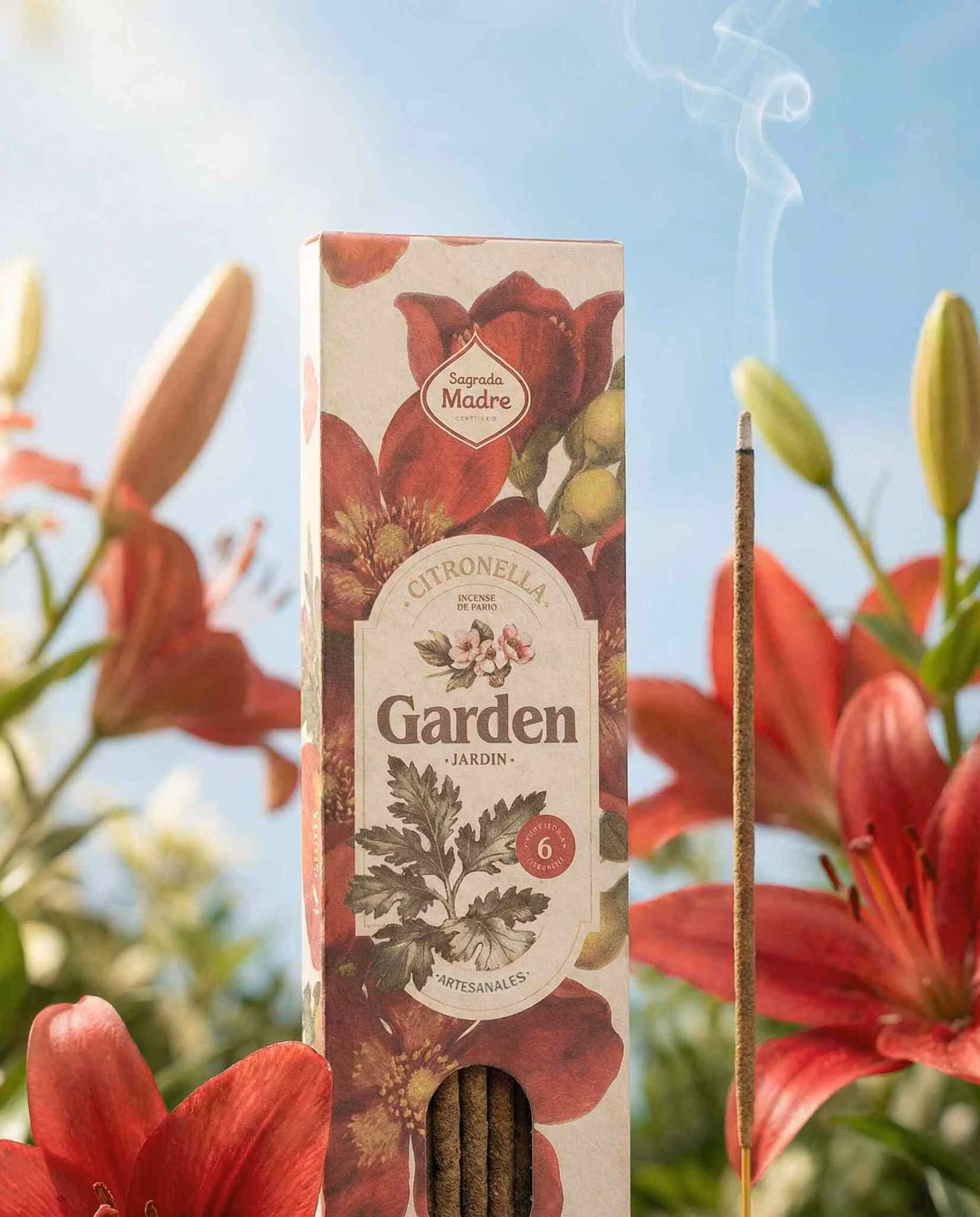 Sagrada Madre Red Lilies (Röda Liljor) rökelsepinnar med citronella