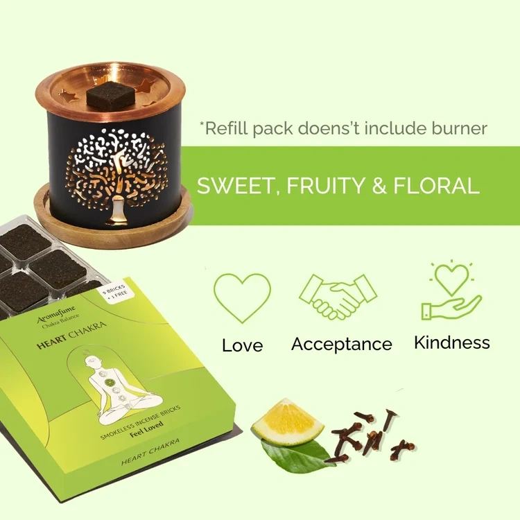 Aromafume Anahata Heart Chakra rökelsebrickor förpackning med brickor – 4:e chakrat, grön