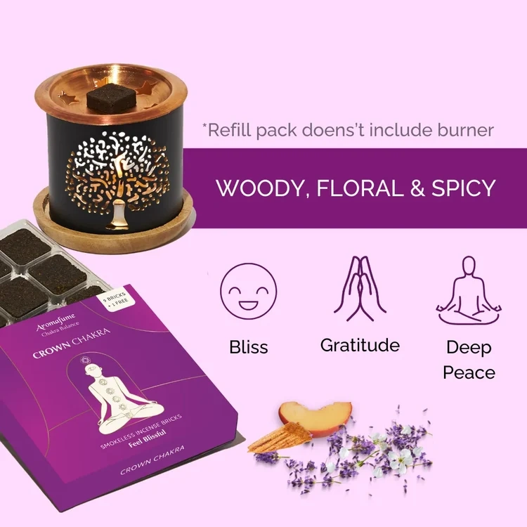 Aromafume Sahasrara Crown Chakra rökelsebrickor förpackning med brickor – 7:e chakrat, violett
