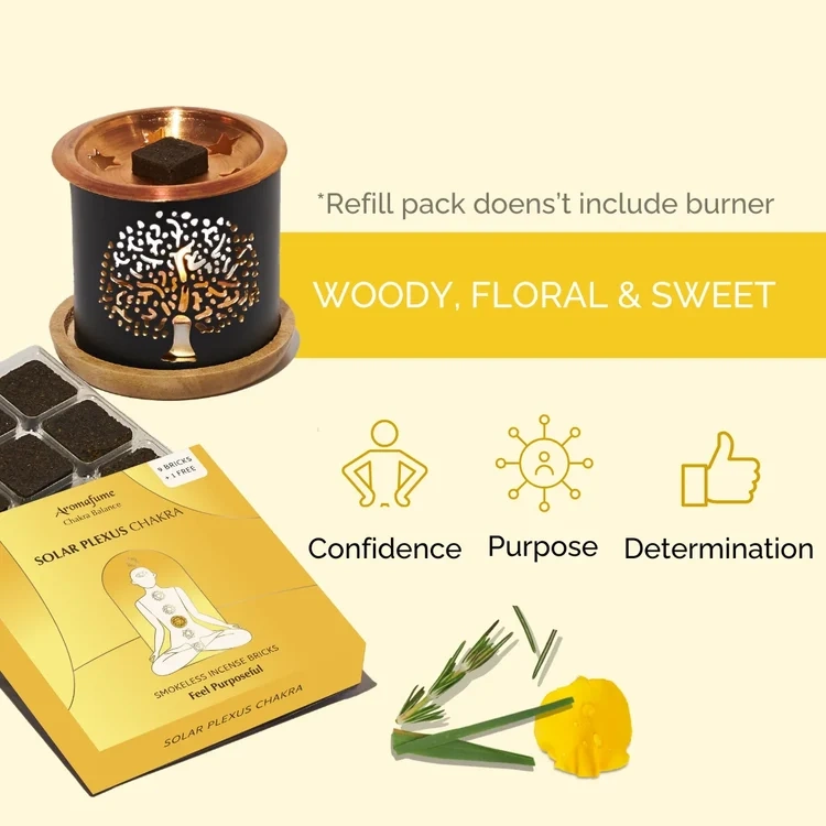 Aromafume Manipura Solar Plexus Chakra rökelsebrickor förpackning med brickor – 3:e chakrat, gul