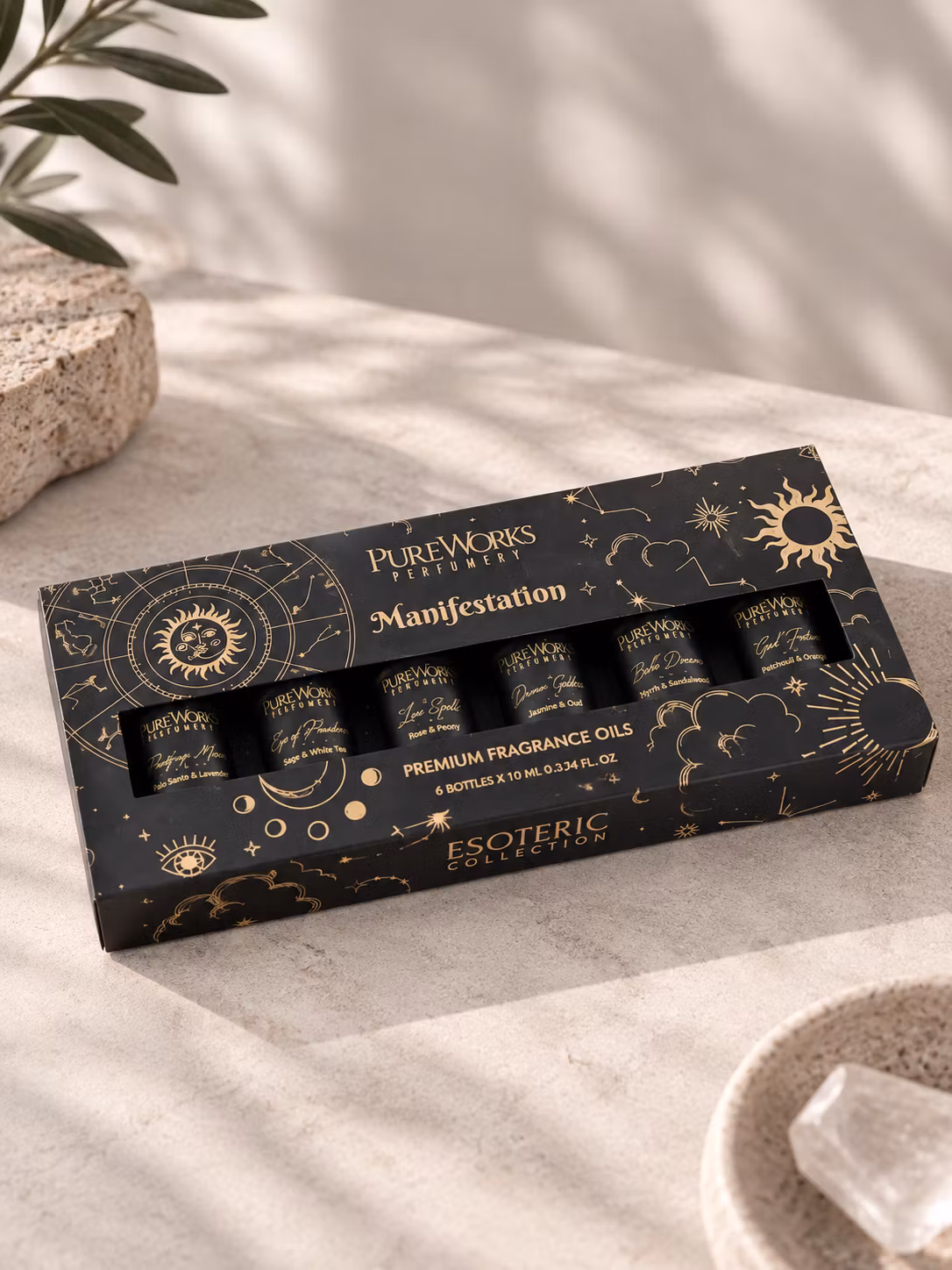 PureWorks – Manifestation, premium aromaoljor gåvoset 6 × 10 ml – Esoteric Collection