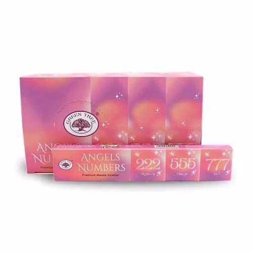 Green Tree Angel Numbers masala-rökelsepinnar i dekorativ förpackning