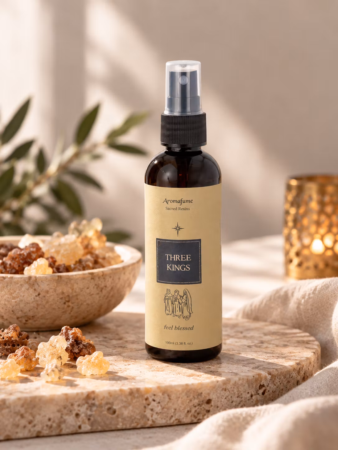 Aromafume Three Kings Natural Mist 100 ml – rumspray med Frankincense, Myrra och Bensoe