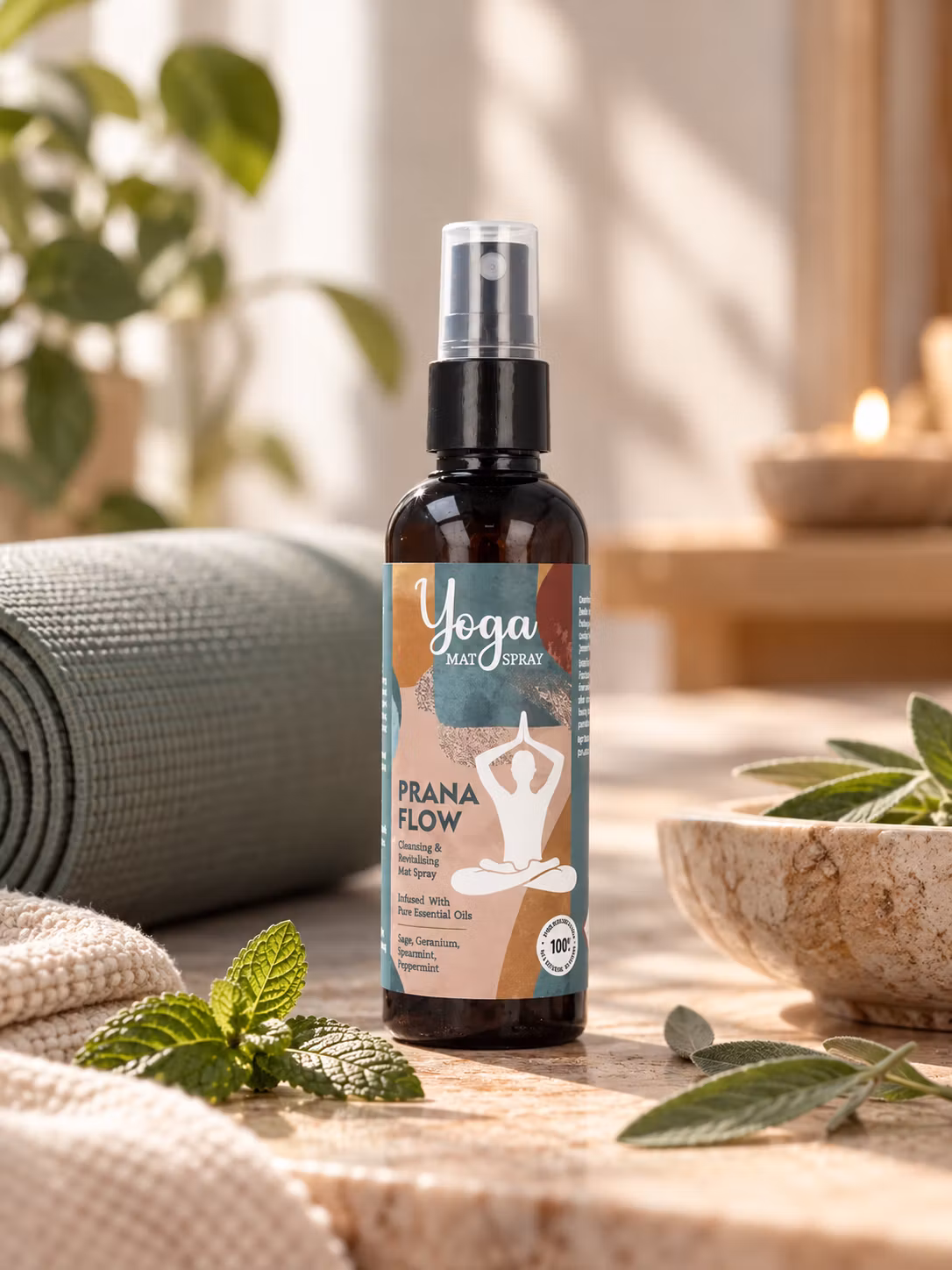 Song of India Prana Flow yogamattespray 100 ml med salvia och mynta